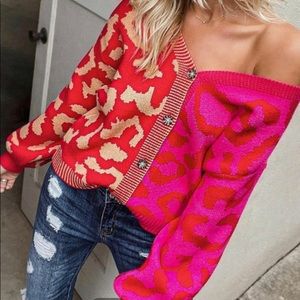 NWT Sold OUT VICI Two Skips A Beat two Tone leopard cardigan